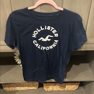 Hollister Dark Blue Tee with White Logo